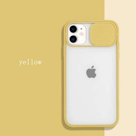 Camera Lens Slide Protection iPhone 7 Case (Yellow) Transparent Shockproof and Scratch Resistant Protection Cover