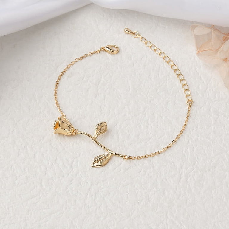 Women's Fashion Flower Bracelet - Silver, Gold, Or Rose Gold Alloy (8" With Extender)
