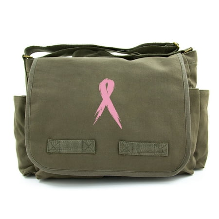Cancer Awareness Vintage Heavyweight Canvas Messenger Bag Painted Pink