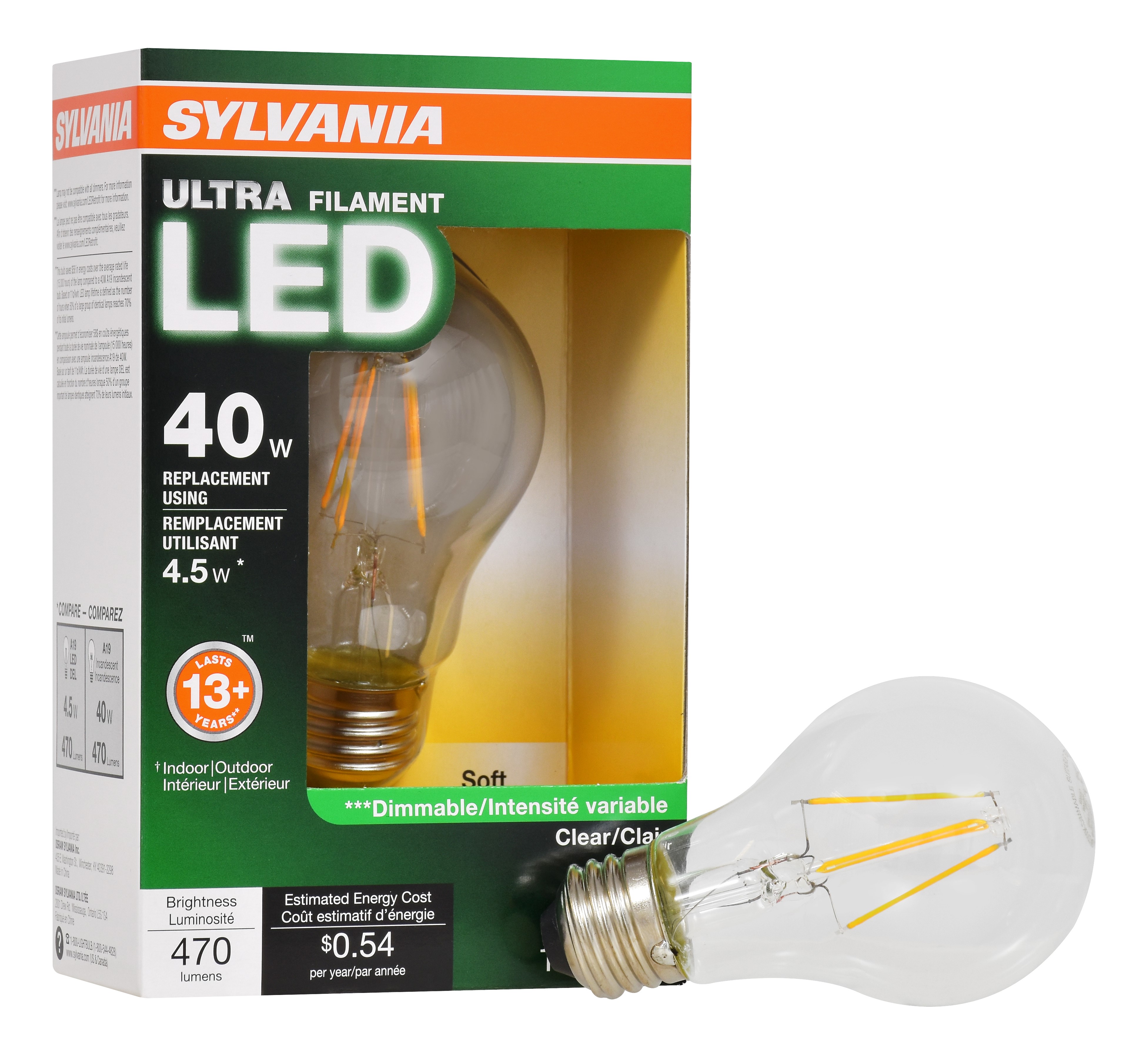 Sylvania Vintage LED Light Bulb, 4.5W (40W Equivalent), Soft White, 1