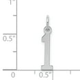 thumbnail image 2 of Sterling Silver Silver/Rhodium-Plated Elongated Polished Number 1 Charm (20 X 4) Made In United States qes01, 2 of 2