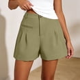 thumbnail image 2 of Hurxie Stretchy Dress Shorts for Women Pull On Womens Shorts Dressy Casual High Waisted Summer Work Shorts Business Casual Army Green,L, 2 of 7