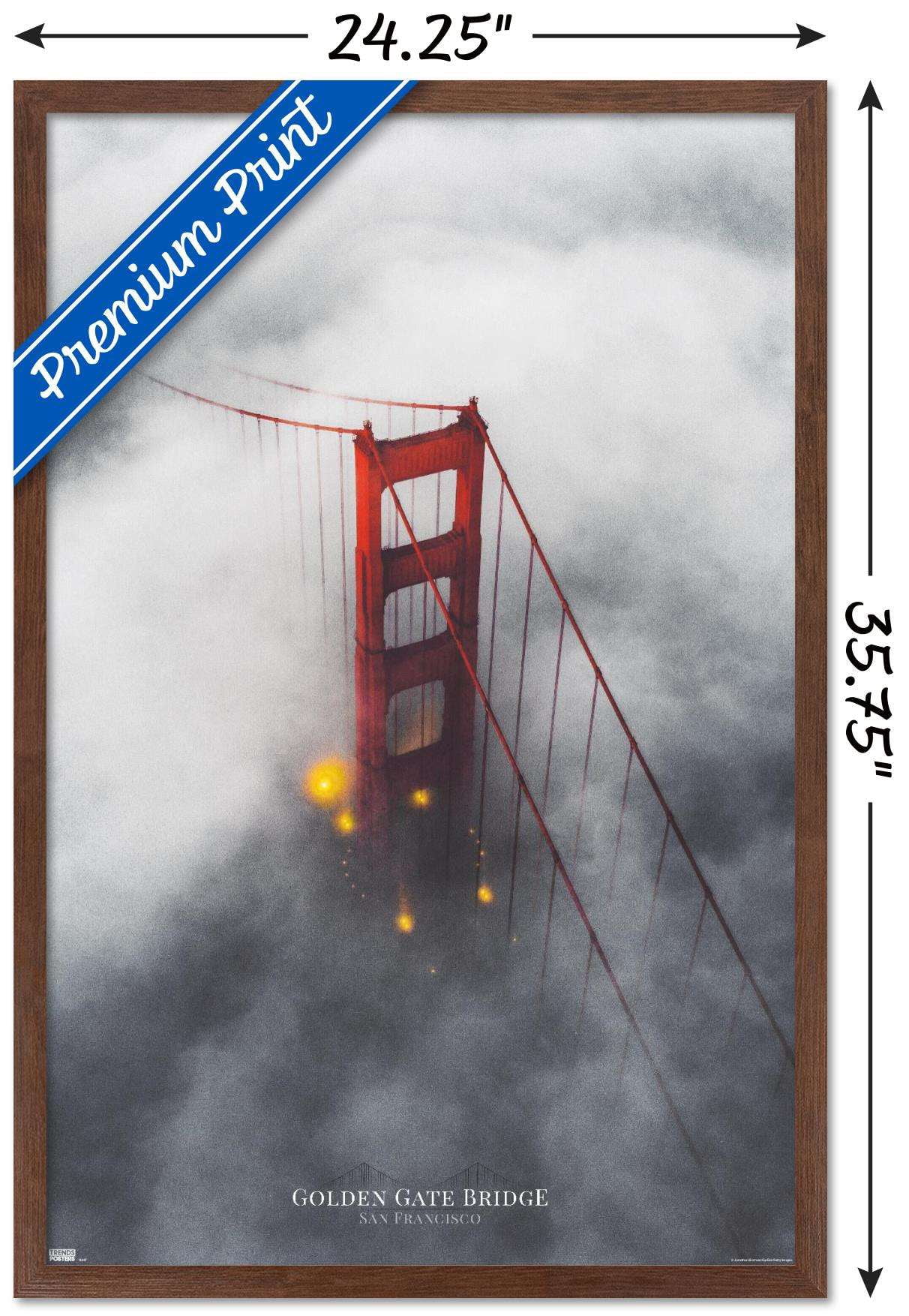 San Francisco - Foggy Bridge Wall Poster, 22.375" x 34", Framed