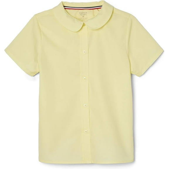 French Toast Girl's Short Sleeve Peter Pan Collar Blouse (Standard & Plus), Yellow, 10