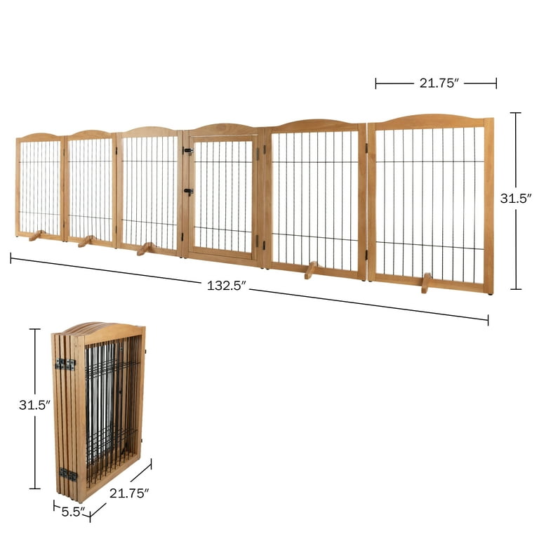 PETMAKER 6 Panel Freestanding Foldable Pet Gate with Support Feet Natural Walmart