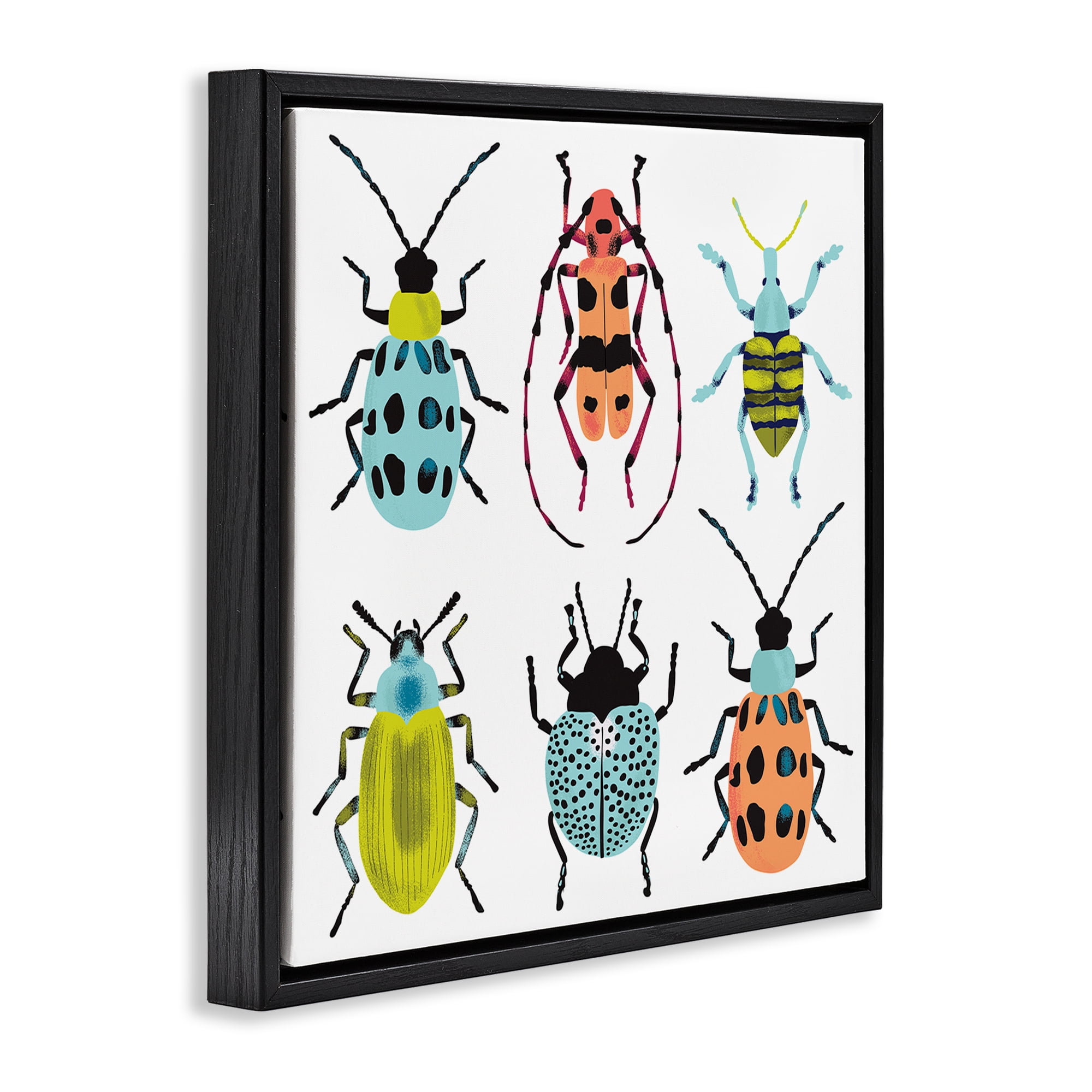 Stupell Industries Beetles & Bugs Collection Black Framed Floater Canvas Wall Art, design by Metka Hiti