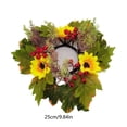 thumbnail image 3 of geerera Fall Sunflower Candle Ring, Artificial Harvest Floral Mini Wreath for Pillar Candles, Rustic Autumn Tabletop Decor for Thanksgiving & Halloween Home, 9.8", 3 of 9