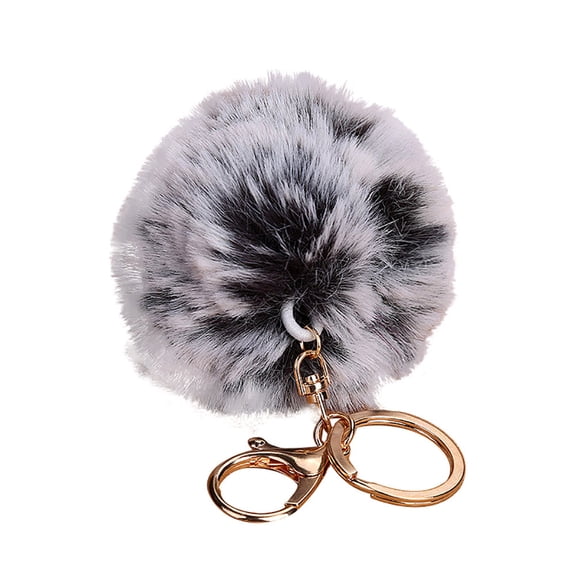 Lingouzi 8CM Cute Keychain Pendant Women Key Ring Holder Pompoms Key Chains