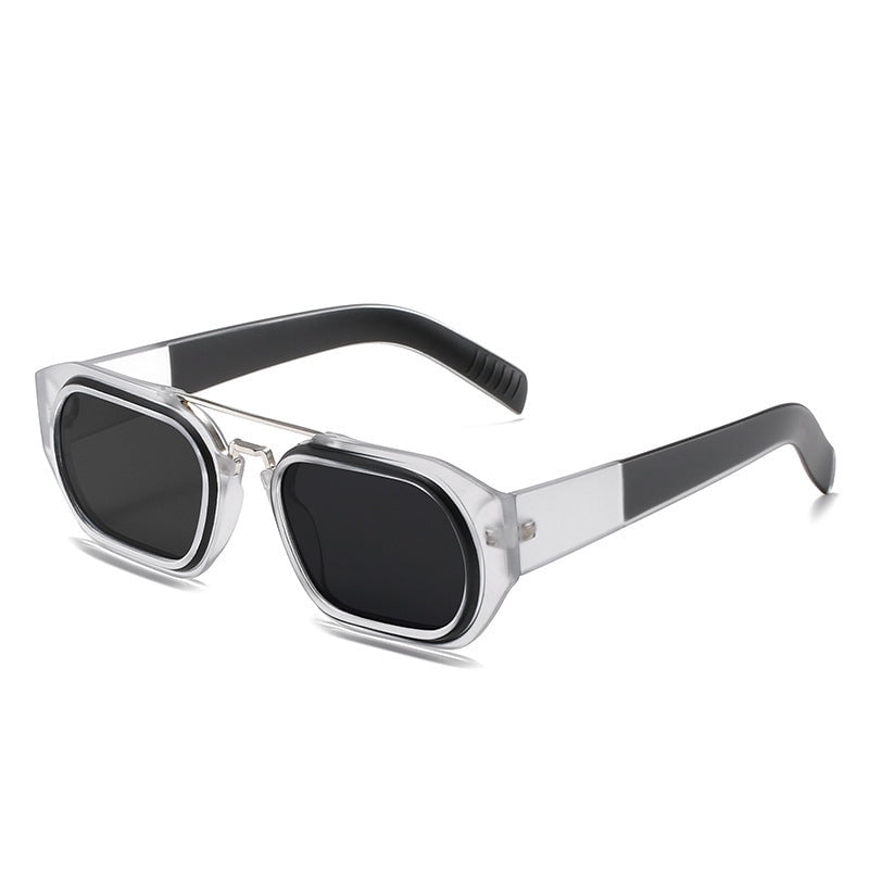 Vintage Square Sunglasses for Men, UV400 Protection, Plastic and Metal Frame with Clip-on Design, Small Face Fit