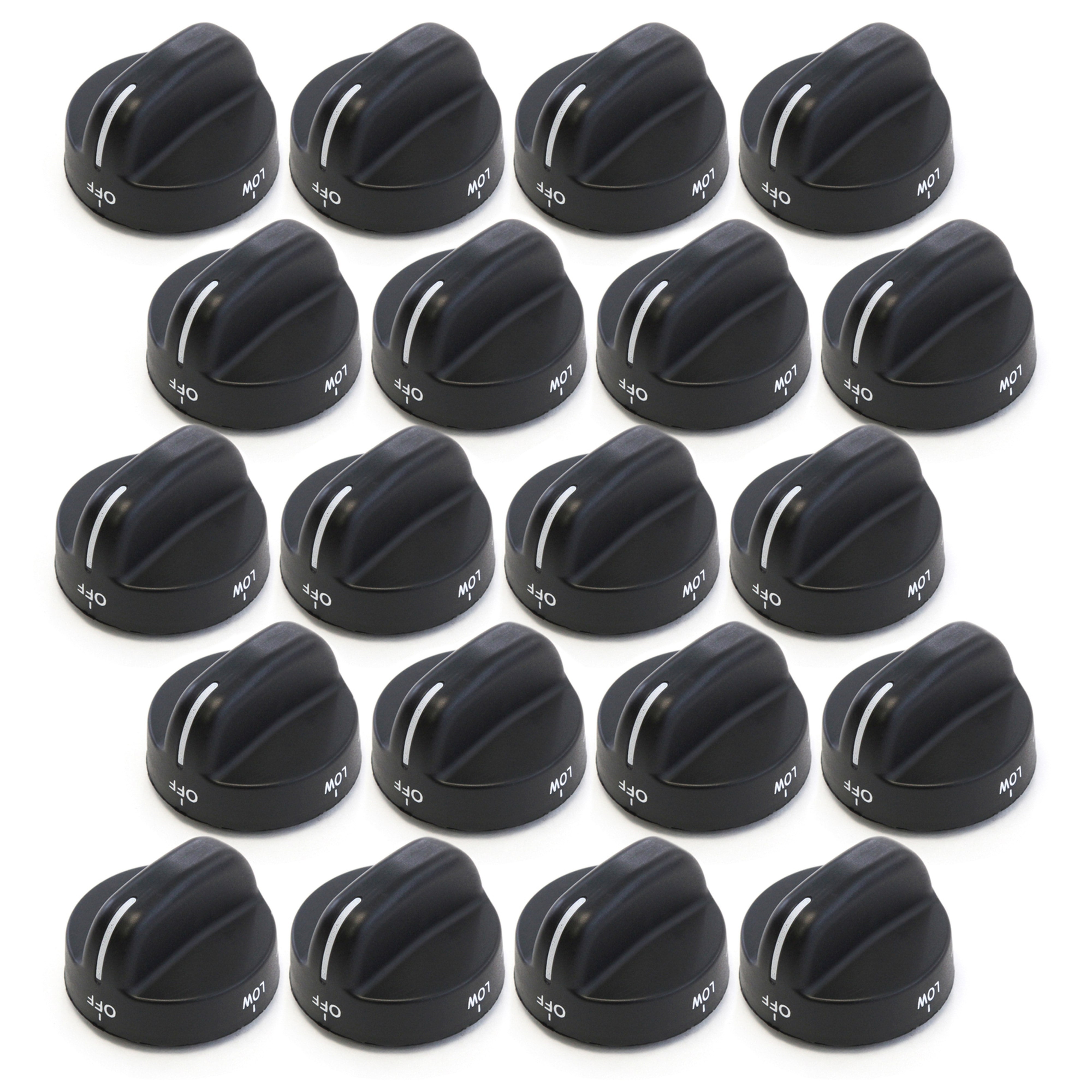 Red Hound Set of 20 Range Top Surface Burner Knobs Black Replaces