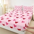 thumbnail image 3 of Homewish Cartoon Loves Pattern Twin Sheet Sets,Happy Valentine Twin Fitted Sheet,Pink Red Flat Sheet For Girls Teens,Luxury Bedroom Decor,3pcs, 3 of 7