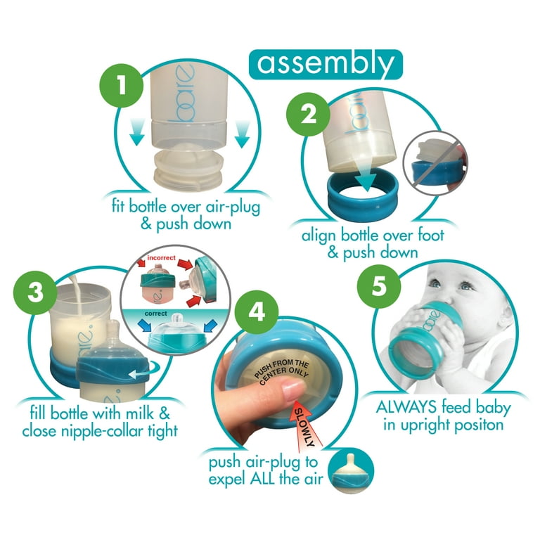 BARE Air free Feeding System Starter Set with Easy latch Nipples. 0 24 Months