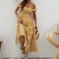 thumbnail image 7 of Wycnly Formal Dresses for Women Beach Party Ruffle Sleeve Empire Waist Flowy Swing Long Sundress Square Neck Sleeveless Polka Dot Print 2024 Summer Maxi Dress Yellow XL, 7 of 7