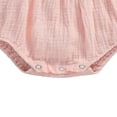 thumbnail image 3 of Baby Girls Summer Romper with Hair Band Solid Color Sling Shoulder Tie Outfit, 3 of 8
