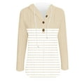 thumbnail image 4 of aidice Eyelet Tops for Women Casual Drawstring Hooded Button Long Sleeve Striped Color Block Pullover, 4 of 5