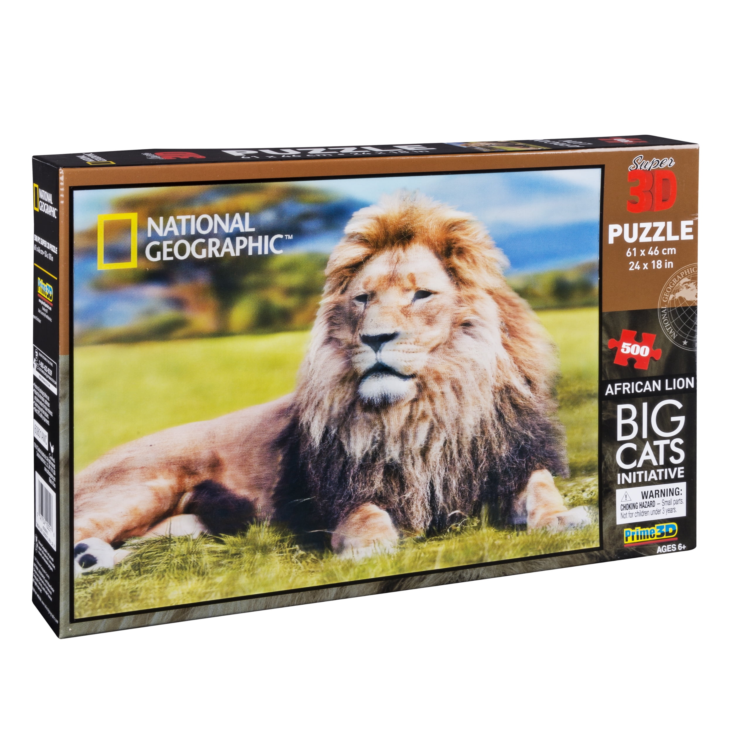 500 Piece National Geographic Super 3D Lenticular Lion by The Pool Jigsaw Puzzle