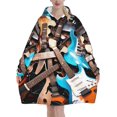thumbnail image 1 of Music Guitar Print Oversized Blanket Hoodie, Wearable Blanket Adult For Women Men And Teenager, Super Soft Warm Flannel Fluffy Hooded Blankets Sweatshirt With Big Pocket, 1 of 8