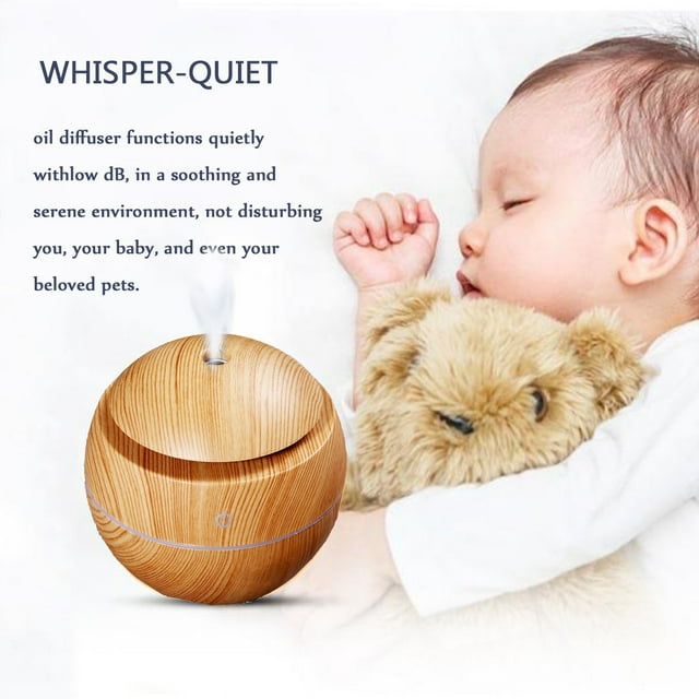 Humidificador con Efecto Madera, Función de Vapor Frío Ultrasónico, Sin Bpa, Apagado Automático de Seguridad, Funcionamiento Silencioso, Led de 7 Colores, Difusor de Aroma, para Uso En El Ho