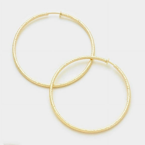 Clip on gold 3 1/4" XL textured sparkle hoop earrings