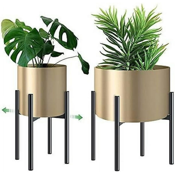 Soporte para plantas, estante de metal para plantas de estilo simple, soporte para macetas para interiores y exteriores, ancho ajustable para macetas de 20 a 30 cm (maceta no incluida)