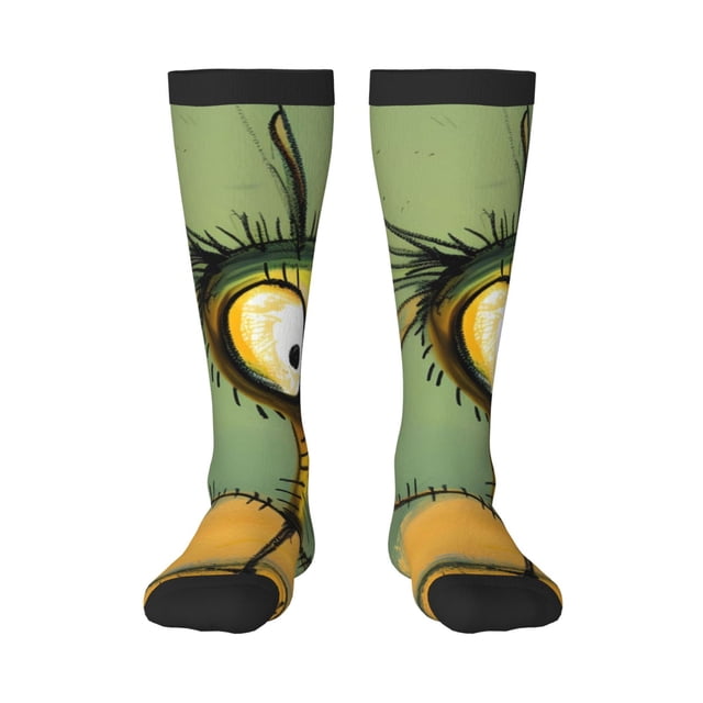Fotbe Quirky Cartoon 123 Calcetas Divertidas Estampadas para Hombre y Mujer, Calcetas de Algodón hasta la Rodilla para Caminar, Correr, Enfermería y Embarazo