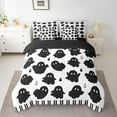 thumbnail image 2 of Manfei Black Funny Ghost Bedding Comforter Set 7 Pieces, Happy Halloween Full Bedding Set, Teens Boys Girls Kids Reversible Fitted Sheet Flat Sheet, Super Cozy Room Decor, 2 of 7