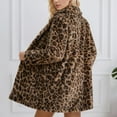 thumbnail image 4 of Women's Jackets Thick Warm Autumn Winter Leopard Coats Lapel Furry Loose Outwear with Pockets Z2-Brown S, 4 of 5