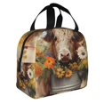 thumbnail image 2 of Fotbe Bucket Flower Cow Bolsa Térmica con Estampado y Forro de Aluminio Grueso Bolsa de Almuerzo con Bolsillo Frontal para Hombres y Mujeres, Ideal para Trabajo, Escuela, 2 of 8