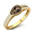 thumbnail image 2 of 7X5MM Pear Smoky Quartz 925 Sterling Silver Gold Vermeil Split Shank Women Valentines Day Gifts Ring, 2 of 3