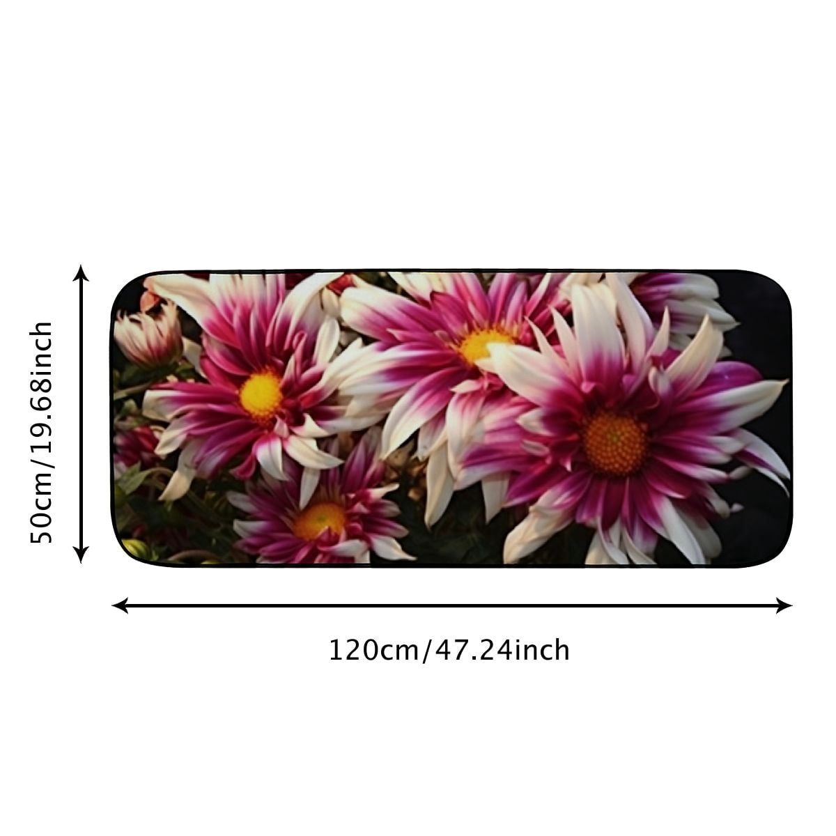Qinduosi Decorative Door Mat, Door Mat with Non-Slip Rubber Backing, Easy Cleaning, Traps Dirt, for Entry, Patio, Garage - Aster White Reddish Striped Flowers Garden Plant 19.68*47.24 in