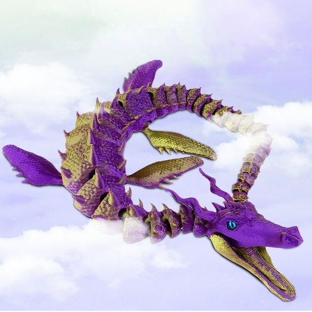 Dragón Articulado, Figura Decorativa De Cristal Impresa En 3D, Adorno De Escritorio Articulado Para Oficina Y Hogar, Escultura Coleccionable De Criatura Fantástica Con Cuerpo Articulado.