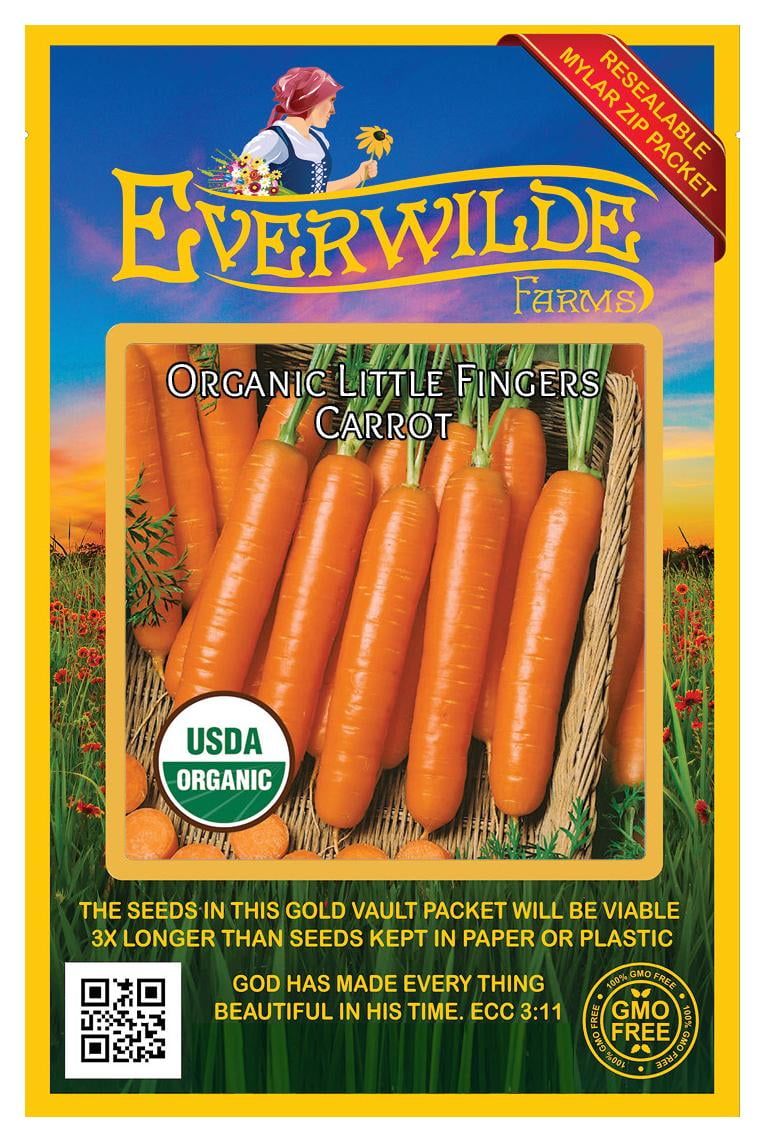 Everwilde Farms 1000 Organic Little Fingers Carrot Seeds Gold Vault