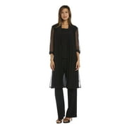 Women's Three Piece Duster Pant Suit With Sequins and Lace