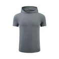 thumbnail image 1 of Blusa deportiva de manga corta con capucha para hombre Sudadera deportiva de manga corta ajustada con capucha que absorbe la humedad Blusa para hombre, 1 of 6