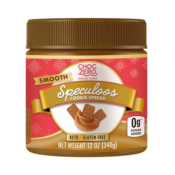 ChocZero Speculoos Cookie Butter Spread, Smooth, No Sugar Added, 12 oz Jar