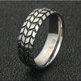 thumbnail image 3 of Emma Manor EM Titanium Steel Ring 6mm Tire Tread Grooved Design Ring for Men, Size 7-11, 3 of 6