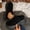 Black, variant on Women's Furry Lined Platform Slip On Mule Shoes, Winter Suede Round Toe Thick Sole Warm Slippers Khaki 5.5