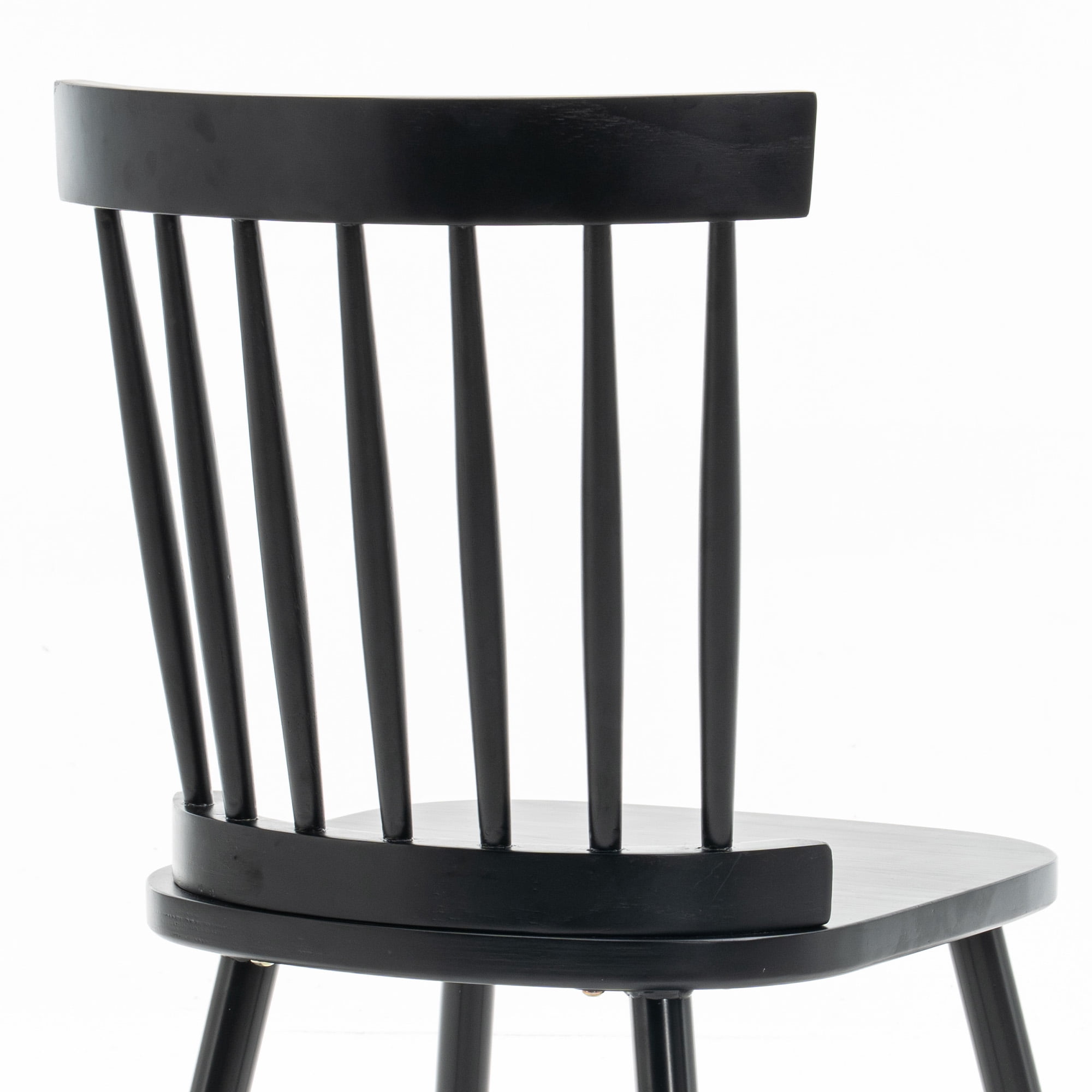 Fancrou Farmhouse Windsor Dining Chairs Set of 4, Spindle Back Metal Leg Chairs for Kitchen and Living Room, Country Style Restaurant Seating, Black