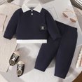 thumbnail image 2 of zuwimk Kids Toddler Boy Gentleman Outfits Button Down Shirt Suspender Pant Wedding Formal Church Suit Dress Birthday Clothes(9-12 Months,Navy), 2 of 7