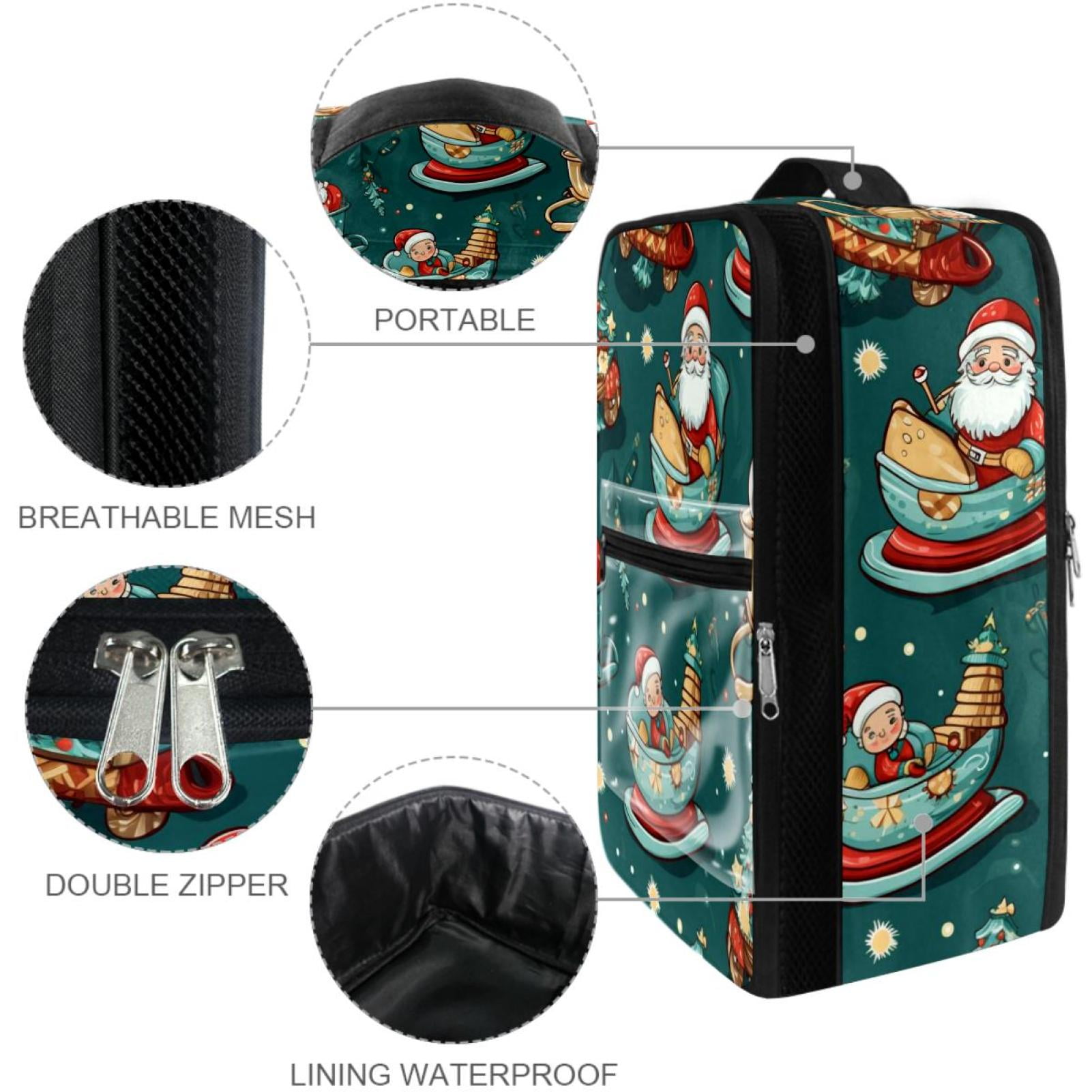 Christmas sled Polyester Shoe Storage Containers, 23x31cm/9x12in, Stackable Organizer Box for Sneakers and Heels