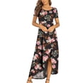 thumbnail image 2 of SMihono Robe Bohème d'Été pour Femmes Grande Taille Robes d'Été pour Femmes Robe à Manches Courtes Décontractée Fluide Asymétrique Longue Robe Maxi, 2 of 7