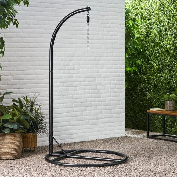 Round Base Heavy Duty Hanging Stand - Powder Coated Swing Chair Stand For Indoor And Outdoor (Black)