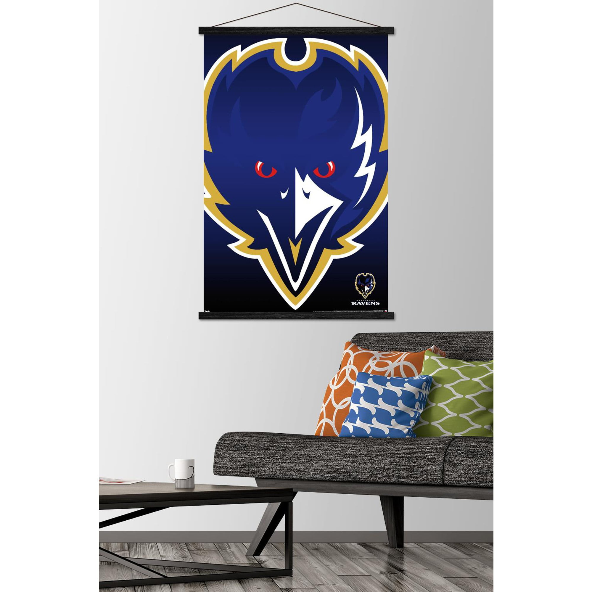 NFL Baltimore Ravens - Logo 14 Wall Poster with Wooden Magnetic Frame, 22.375" x 34"