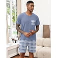 thumbnail image 2 of EKOUAER Mens Pajamas Set Soft Lounge Set V Neck Sleep Nightwear Short Sleeve Pjs with Pocket, 2 of 6