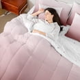 thumbnail image 4 of Feelyou Rosy Brown Gradient Bedding Comforter Set 7pcs for Adult, Modern Art Abstract King Bedding Sets, Simple Fashion Theme Reversible Bed Sheets, Breathable Home Decor, 4 of 8