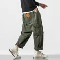 thumbnail image 5 of Pantalones cargo para hombre, pantalones harén, lápiz, negros, para trekking, de licra, baratos, informales, de talla grande, Y2k, nuevos, holgados, vintage, 5 of 5