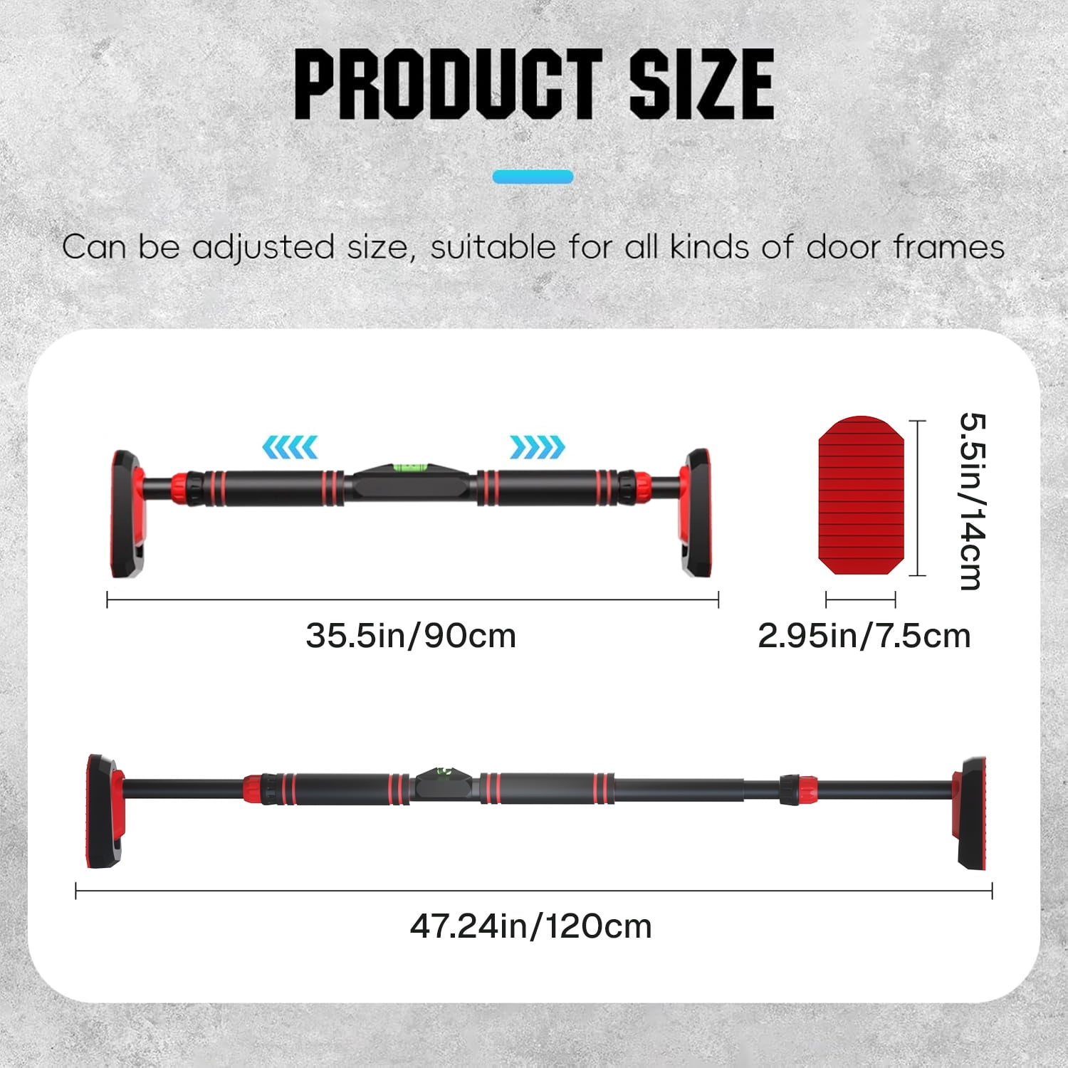 Behome Pull Up Bar for Doorway, Chin Up Bar with Adjustable Width (35.4"-47.2"), 881.8lbs Max Load & Non-slip Locking System, No Screws, No Drilling for Home Gym