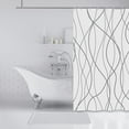 thumbnail image 2 of Cortina de ducha de tela a rayas grises y blancas para baño con 12 ganchos, cortinas de ducha para baño de 72 pulgadas de largo, dobladillo ponderado, accesorios de baño impermeables estilo hotel - l, 2 of 5