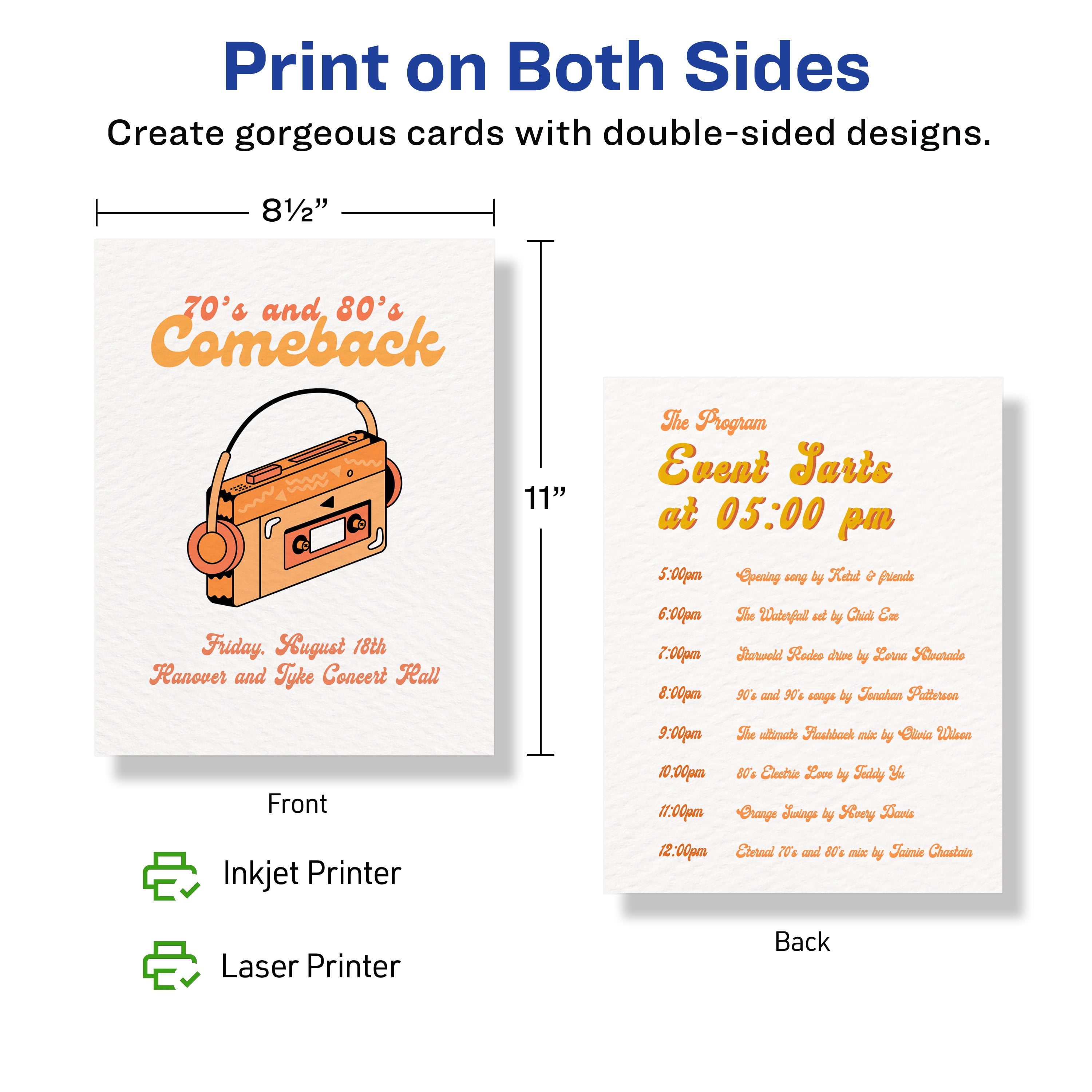 Avery Rectangle Cardstock Sheets, 8.5" x 11", Matte, 50 Total