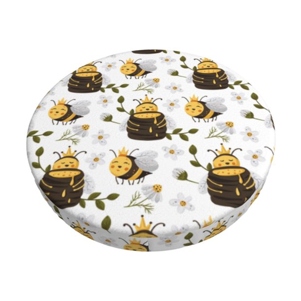 Balery Honey Bee Insect Fundas de asiento para taburete de bar redondo de tela de terciopelo ajustables que protegen de arañazos y manchas para sillas de 14 a 17 pulgadas.-12 inch